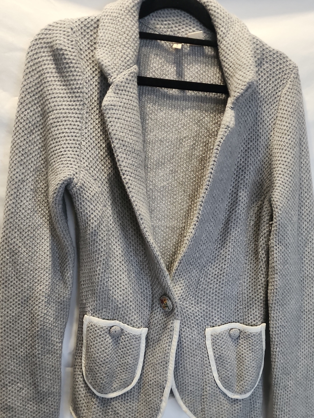 Anthropologie Light Gray Knit Blazer Jacket - Women